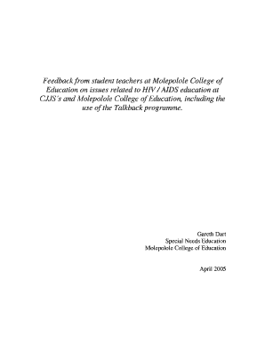 Student feedback form for teachers pdf - Feedback from student teachers at Molepolole College of Education on issues related to HIV / AIDS education at CJJS s and Mole