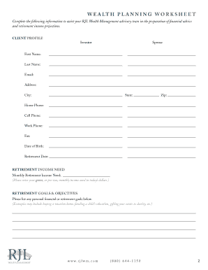 Wealth Planning Worksheet