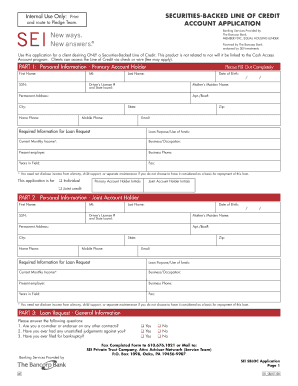 Securities-Backed Line of Credit Application