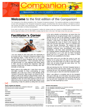 Transplant Companions Newsletter
