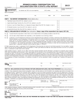 Pennsylvania Corporation Tax Declaration Form PA-8453-C