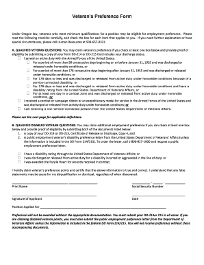 Oregon Veteran's Preference Form