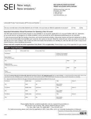 Fillable Online SEI CASH ACCESS ACCOUNT TRUST ACCOUNT ...