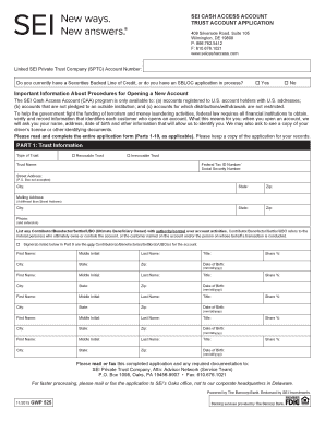 SEI Cash Access Trust Account Application