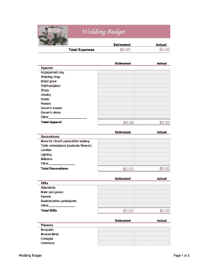 Wedding Budget Template
