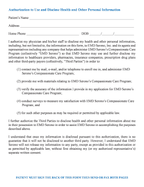 Authorization to Use and Disclose Health Information