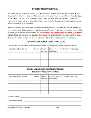 Student Medication Form