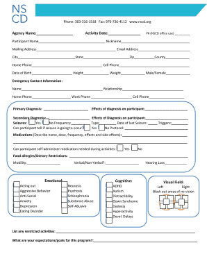 NSCD Winter Program Participant Form