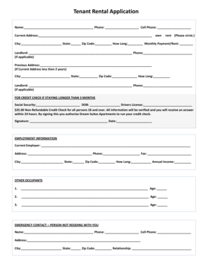 Tenant Rental Application Form