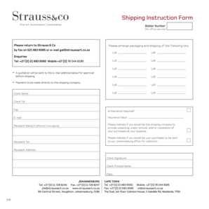 Shipping Instruction Form