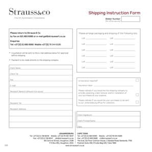 Shipping Instruction Form