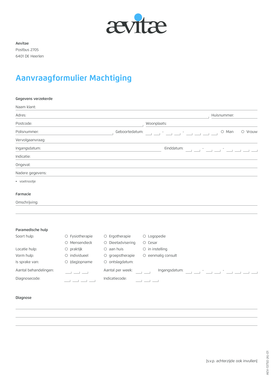 Aanvraagformulier Machtiging