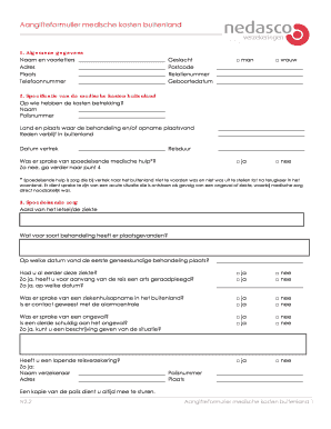 Aangifteformulier medische kosten buitenland