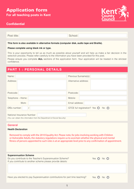 School Teacher Application Form