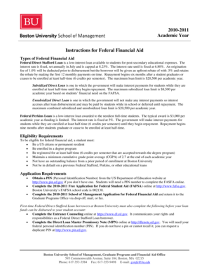 Boston University Federal Financial Aid Application