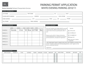 Boston University Parking Permit Application