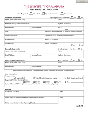 Purchasing Card Application