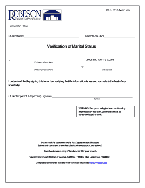 Verification of Marital Status Form