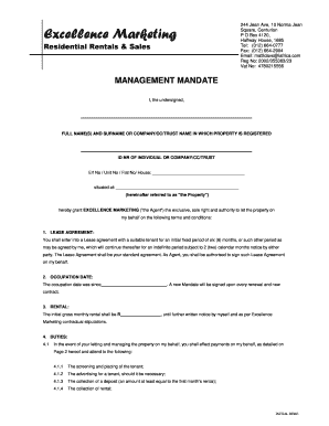South Africa Residential Property Management Mandate