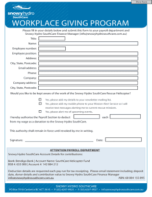 Workplace Giving Program Form