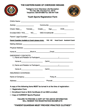 Youth Sports Registration - The Cherokee One Feather