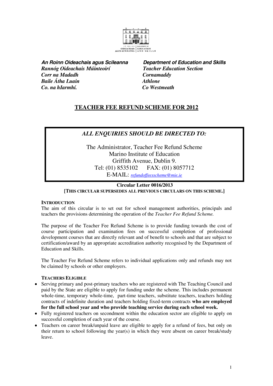 Teacher Fee Refund Scheme Application Form