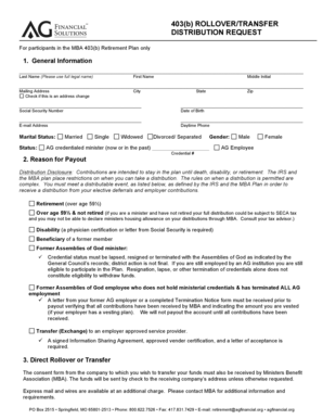 403(b) Rollover/Transfer Distribution Request