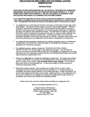FAA Employment Application Form