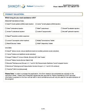 Sanofi Patient Assistance Program Application