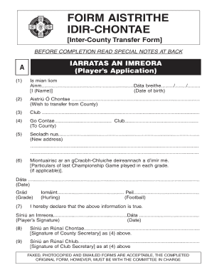 Inter-County Transfer Form