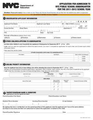 NYC Public School Kindergarten Application