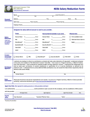 403b Salary Reduction Form