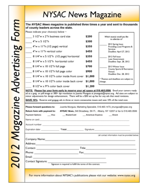 NYSAC Magazine Advertising Form