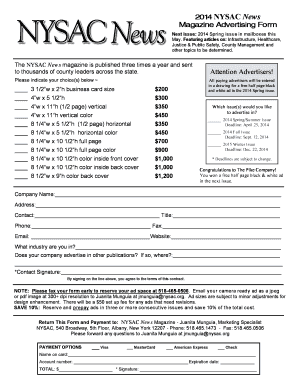 NYSAC News Magazine Advertising Form