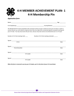 4-H Membership Pin Application Form