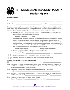 4-H Leadership Pin Application Form