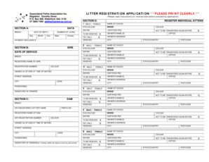 Queensland Feline Association Litter Registration Application