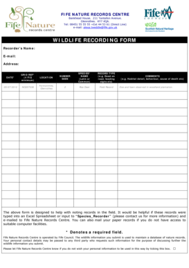 Wildlife Recording Form