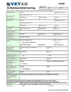 Swedish Waste Characterization Form
