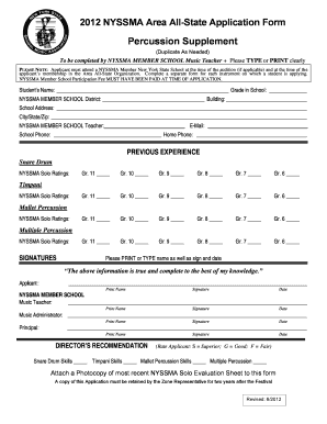 NYSSMA Area All-State Application Form