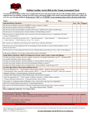 Sudden Cardiac Arrest Risk Assessment Form