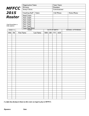 MFFCC Team Roster Form