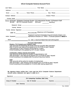 UCLA Computer Science Account Form