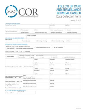 Cervical Cancer Follow Up Care and Surveillance Form