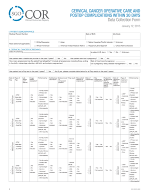 Cervical Cancer Operative Care Form