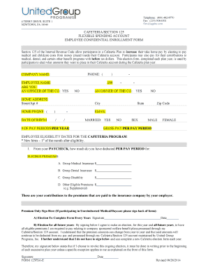 Cafeteria Plan Section 125 Enrollment Form