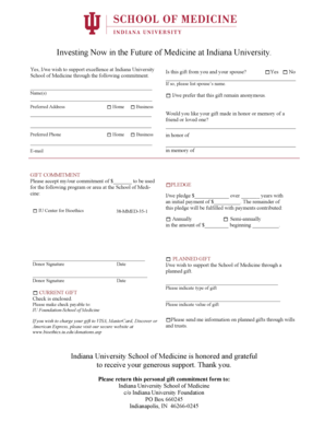 Indiana University School of Medicine Donation Form