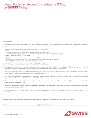 SWISS Portable Oxygen Concentrator Use Agreement