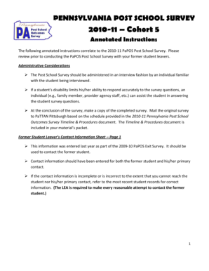 Pennsylvania Post School Survey