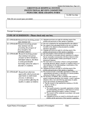 Pediatric Risk Grading Form